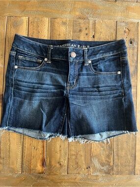 American Eagle Outfitters Indigo Distressed Denim Cutoff Low-Rise Shorts US 6